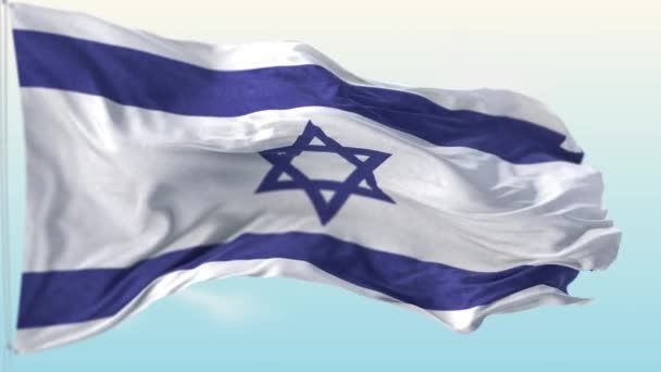 Drapeau National Israël Sur Mât Drapeau Agitant Dans Vent Sur — Video