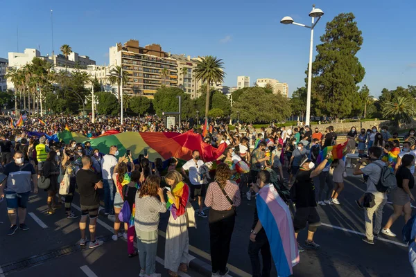 Valencia 스페인 Jun 2021 자긍심 발렌시아 2021 사람들은 마스크를 시아에서 — 스톡 사진