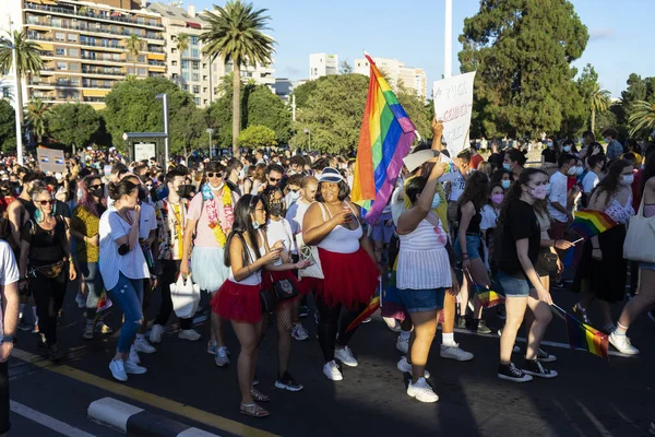 Valencia Spagna Giugno 2021 Orgoglio Gay Valencia 2021 Gente Celebra — Foto Stock