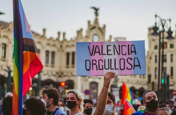 Valencia Spain Jun 2021 Valencia Spain 2021 Transexual Poster Held — 스톡 사진