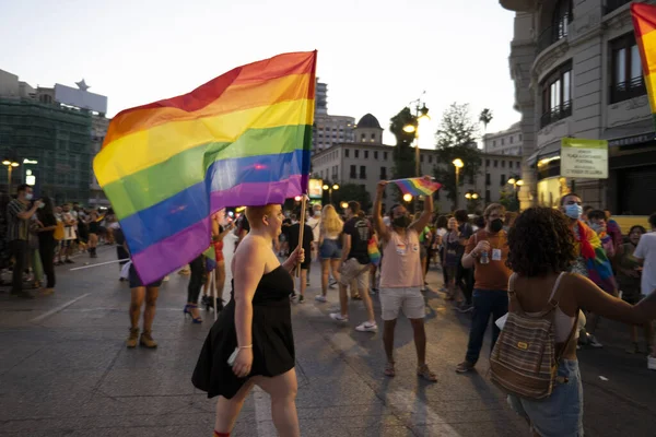 Valencia Spagna Giugno 2021 Orgoglio Gay Valencia 2021 Gente Celebra — Foto Stock