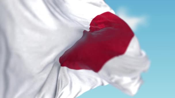 Flaga Narodowa Japonii Maszcie Flagowym Machającym Wiatrem Tle Błękitnego Nieba — Wideo stockowe