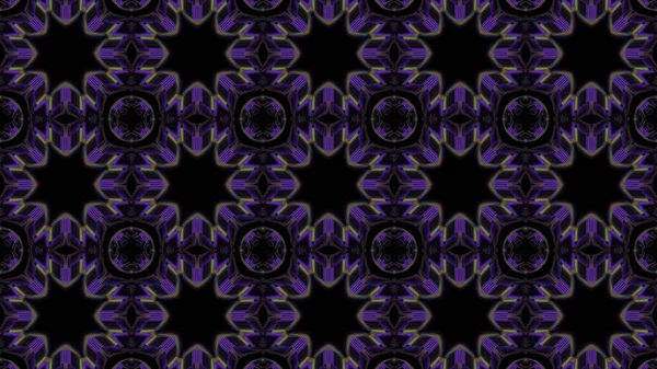 一种由几何形状和暗紫色发光灯构成的无缝图案的三维渲染 — 图库照片