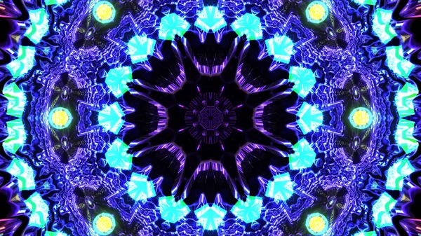 幾何学的な形状と紫色のネオンライトを持つ未来的な背景の3Dレンダリング — ストック写真