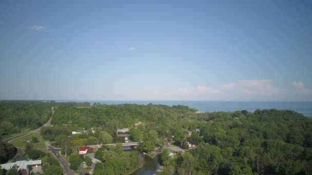 Letecký Snímek Port Bruce Provincial Park Aylmeru Ontario Kanada Slunečného — Stock video