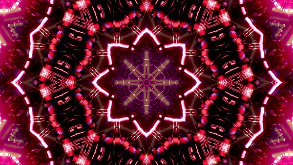 Bir Kaleydoskopik Arkaplan Pembe Kırmızı Renkli Desenler — Stok fotoğraf