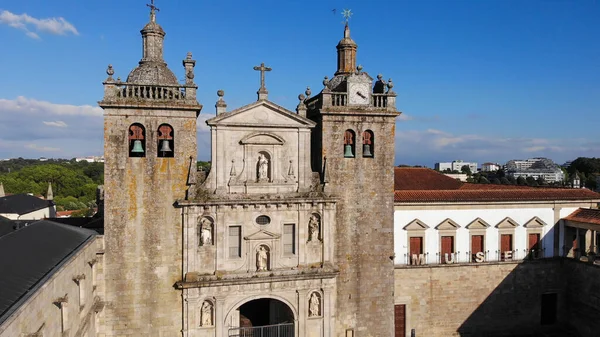 Close Antiga Catedral Viseu Sobre Fundo Azul Céu Portugal — Fotografia de Stock