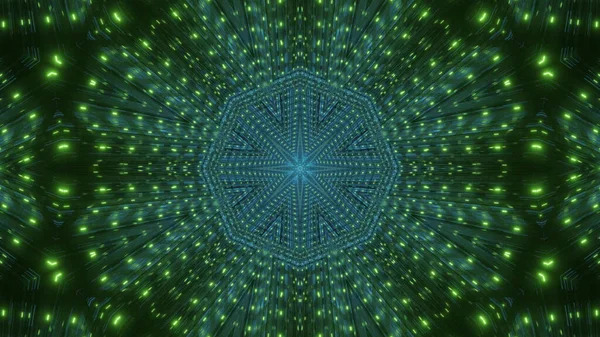 Візуалізація Футуристичного Фону Геометричними Формами Зеленими Сяючими Вогнями — стокове фото