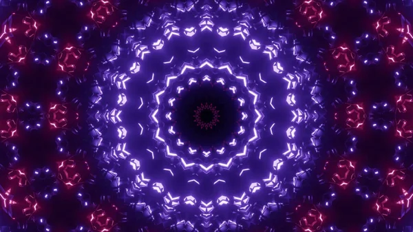 Rendering Futuristic Background Geometric Shapes Bright Glowing Purple Neon Lights — Stock Photo, Image