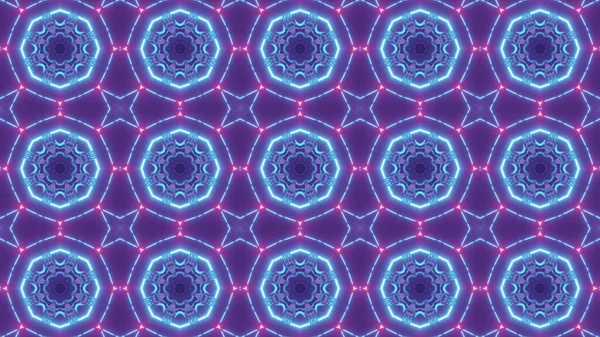 Візуалізація Безшовного Візерунка Геометричних Форм Яскравих Синіх Рожевих Сяючих Вогнів — стокове фото