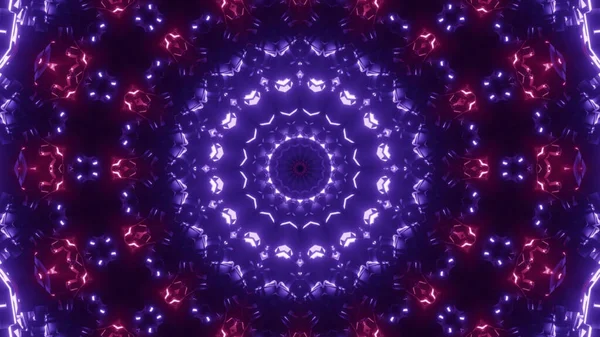 Illustration Seamless Pattern Background Glowing Circular Blue Red Lights Black — Stock Photo, Image