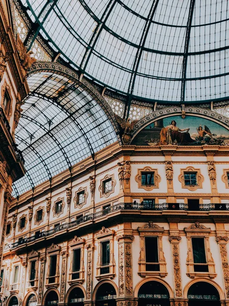 Maravilhoso Olhar Interior Para Galleria Vittorio Emanuele Mais Antiga Galeria — Fotografia de Stock