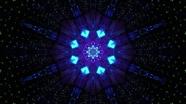 Eine Illustration Mit Schwarzem Kosmos Und Leuchtend Blauen Kaleidoskopmustern — Stockfoto