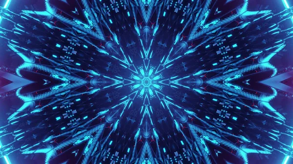 Illustration Seamless Pattern Background Glowing Bright Blue Kaleidoscope Patterns — Stock Photo, Image