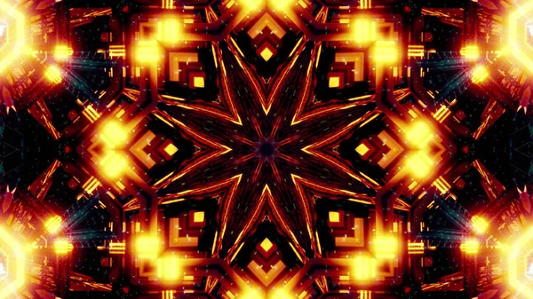 Abstract Wallpaper Vibrant Orange Glowing Kaleidoscope Pattern Background — Stock Photo, Image