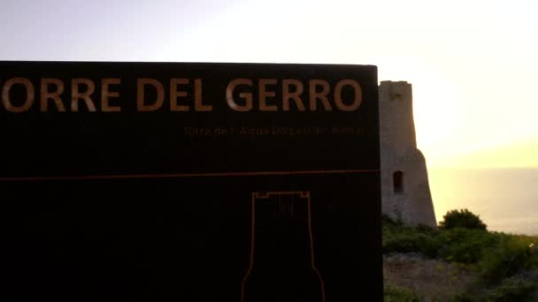 Eine Silhouette Des Historischen Wachturms Torre Del Gerro Alicante Spanien — Stockvideo