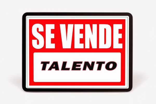 スペイン語で書かれた 販売のための才能 を持つバナーのイラストで 白い背景に孤立しています — ストック写真