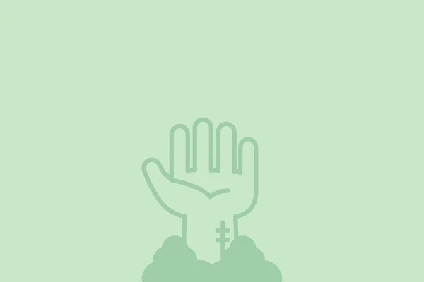 Проста Ілюстрація Руки Померлої Людини Піднімається Землі Зеленим Стовпом — стокове фото
