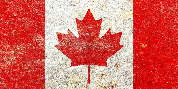 Ein Grunge Kanada Fahnenmuster Auf Einem Rostigen Melierten Eisen Wandhintergrund — Stockfoto