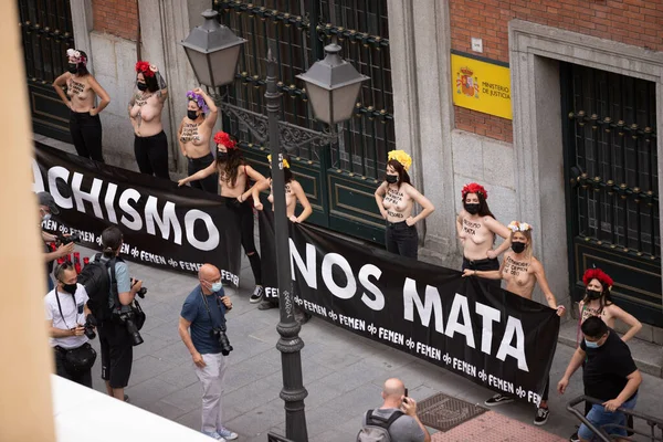 Madrid Spain Jun 2021 Feminist Demostration Ministry Justuce Madrid Gender — 图库照片