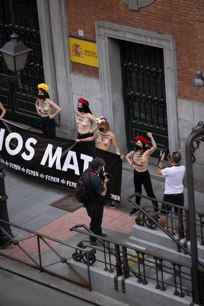 Madrid Espanha Junho 2021 Demonstração Feminista Ministério Justiça Madri Contra — Fotografia de Stock