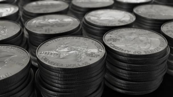 Primer Plano Montón Monedas — Vídeos de Stock