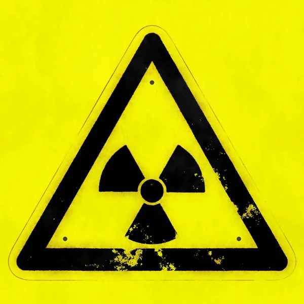 Illustration Radioaktiv Varningstriangel Tecken Isolerad Gul Bakgrund — Stockfoto
