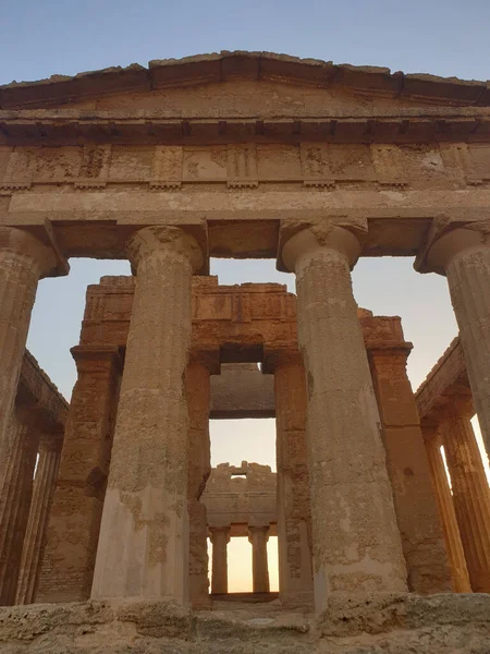 Низькокутний Знімок Руїн Долини Храмів Агрігенто Італія — стокове фото