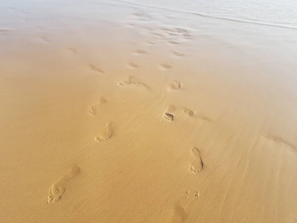 Footprints Wet Sandy Seashore — Stock Photo, Image