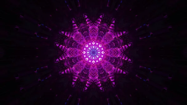 Eine Wiedergabe Cooler Futuristischer Kaleidoskopmuster Leuchtenden Violetten Und Schwarzen Farben — Stockfoto