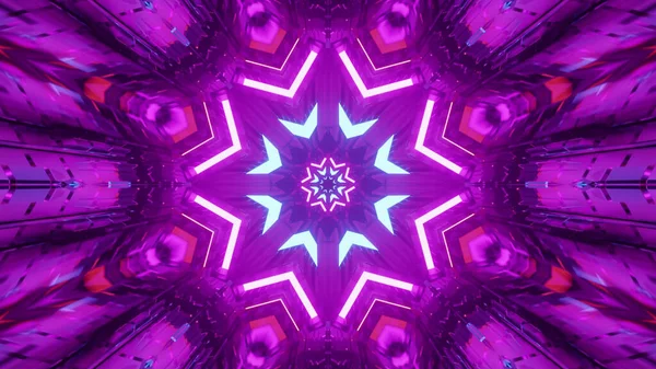 Rendering Cool Futuristic Kaleidoscope Patterns Vibrant Purple Black Colors — Stock Photo, Image