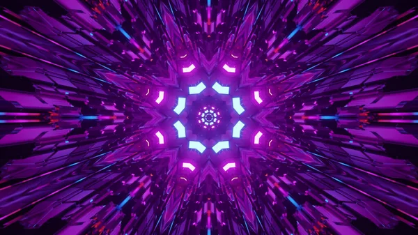 Rendering Cool Futuristic Kaleidoscope Patterns Vibrant Purple Black Colors — Stock Photo, Image