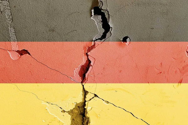 National Flag Germany Painted Weathered Broken Wall Political Conflict Concept — Stock Photo, Image