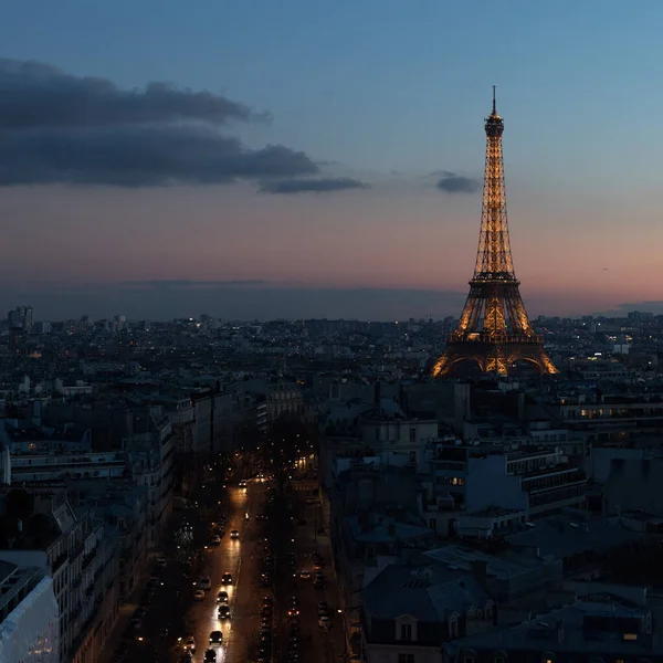 Une Belle Vue Sur Tour Eifel Paris France Crépuscule — Photo