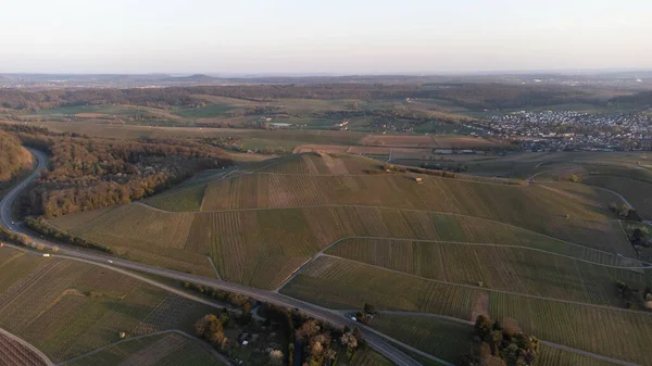 Flygbild Ett Jordbruksfält Soluppgången — Stockfoto