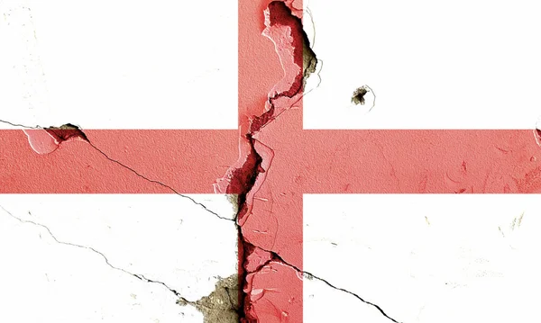 Flaga Narodowa Anglii Namalowana Zniszczonym Murze Koncepcja Konfliktu Politycznego — Zdjęcie stockowe