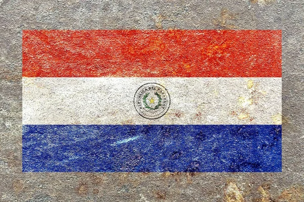 Grunge Icona Bandiera Paraguay Isolato Sfondo Ferro Arrugginito — Foto Stock