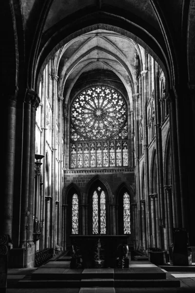Μια Όμορφη Γκρίζα Θέα Του Catedral San Vicente Saint Malo — Φωτογραφία Αρχείου