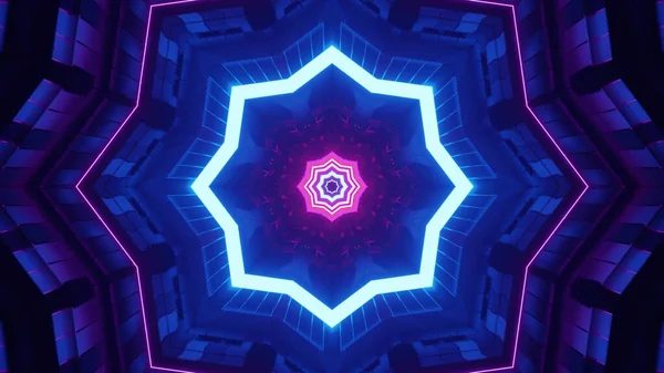 Gambaran Dari Pola Kaleidoskop Futuristik Keren Dalam Warna Biru Dan — Stok Foto