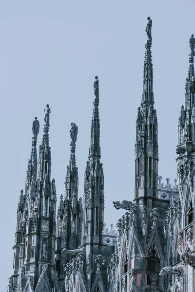 Eine Unheimliche Kulisse Der Gotischen Kathedrale Von Mailand Lombardei Italien — Stockfoto