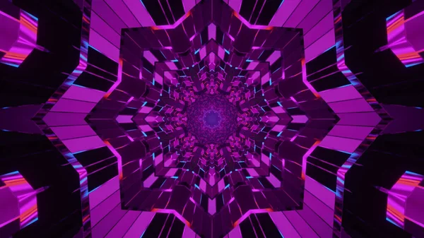 Vykreslování Chladných Futuristických Kaleidoskopických Obrazců Zářivých Purpurových Černých Barvách — Stock fotografie