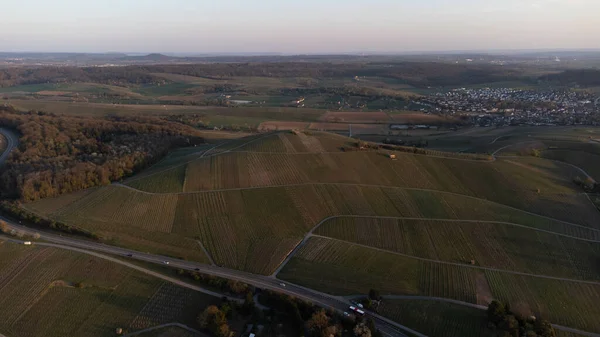 Sunris Sırasında Bir Tarım Alanının Havadan Çekilmiş Görüntüsü — Stok fotoğraf