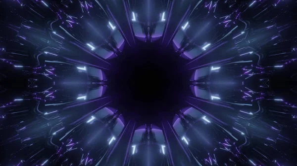 黒い背景に幾何学的な形のカラフルなネオンの3Dレンダリング — ストック写真
