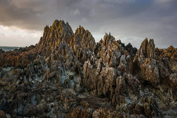 Fascynujący Widok Skały Wieku Miliarda Lat Wybrzeżu Takayna Tarkine Tasmania — Zdjęcie stockowe
