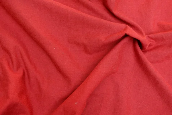Top View Closeup Wrinkled Red Cloth Texture Background — Stock Photo, Image