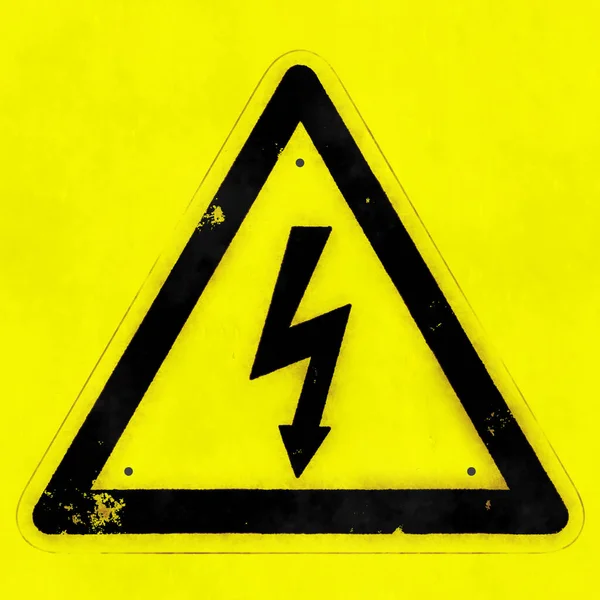 Illustration Triangle Avertissement Haute Tension Isolé Sur Fond Jaune — Photo