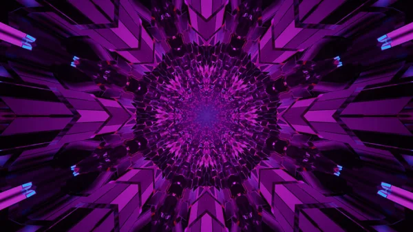 Rendu Motifs Kaléidoscopiques Futuristes Cool Dans Des Couleurs Violettes Noires — Photo