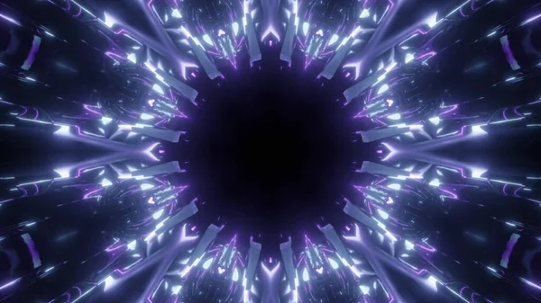 Візуалізація Барвистих Неонових Вогнів Геометричних Формах Чорному Тлі — стокове фото