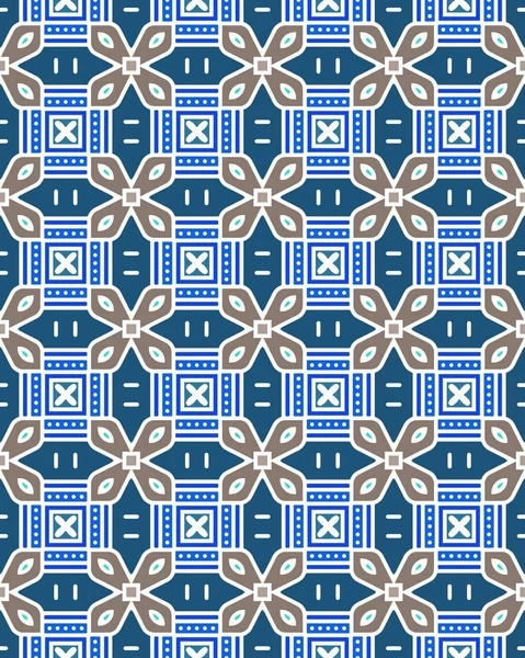Een Illustratie Van Een Naadloos Tegelpatroon Met Ornamenten Blauw Wit — Stockfoto
