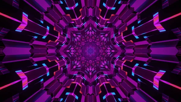 Vykreslování Chladných Futuristických Kaleidoskopických Obrazců Zářivých Purpurových Černých Barvách — Stock fotografie